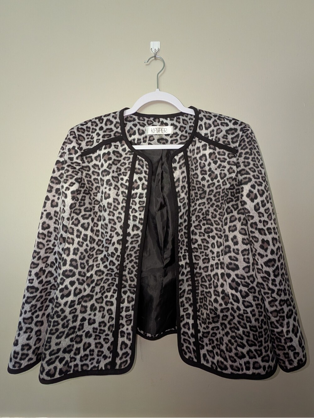 vintage Kasper Leopard Print Flyaway Jacket size 10